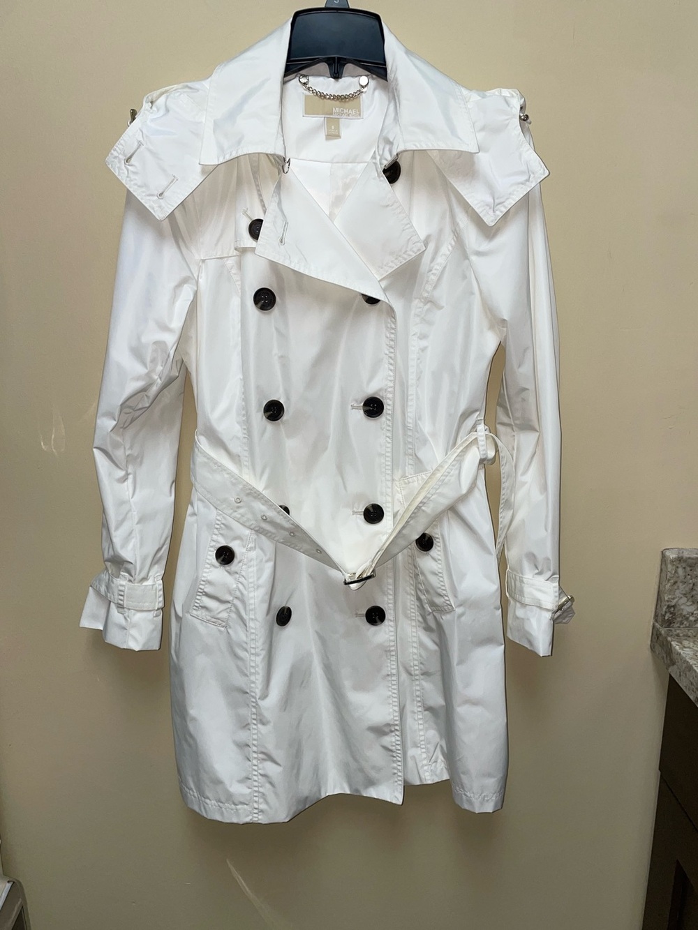 Michael Kors White Double-Breasted Trench